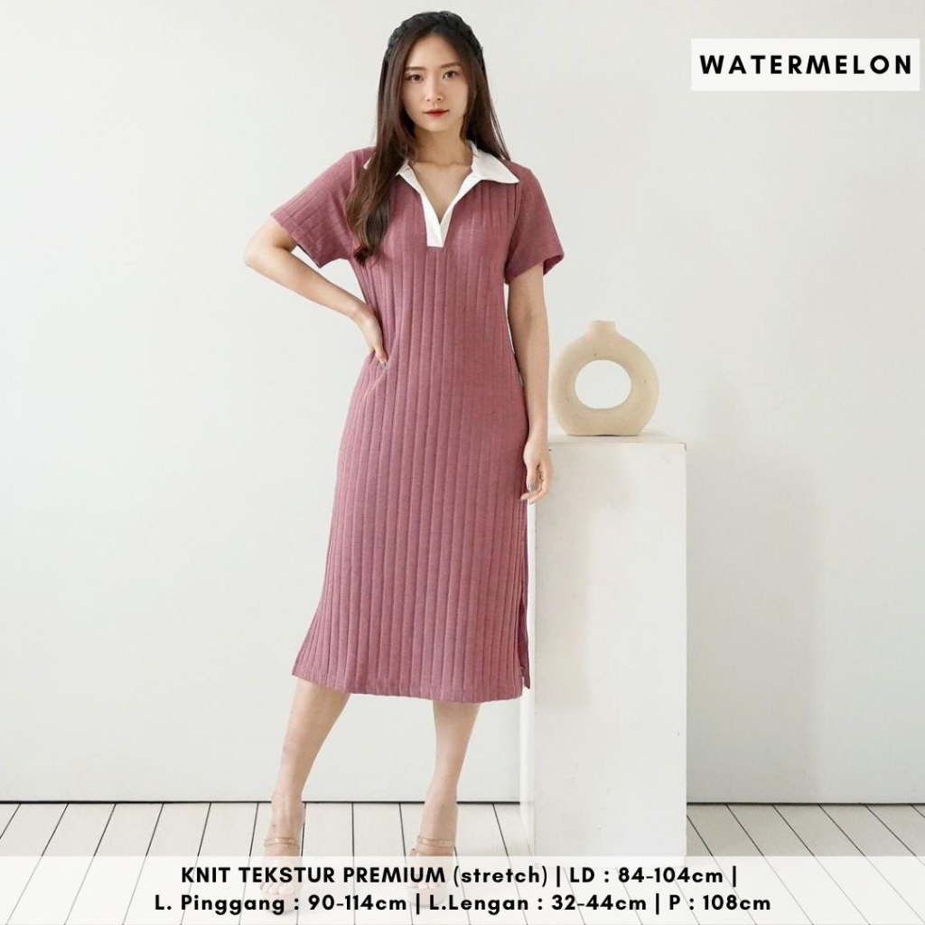 4800 carnia collar list knit midi dress