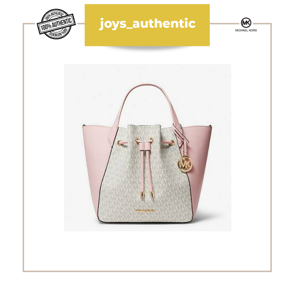 Tas Wanita Michael Kors Phoebe Large Bucket Monogram Vanilla Pink Woman Bag Authentic Original