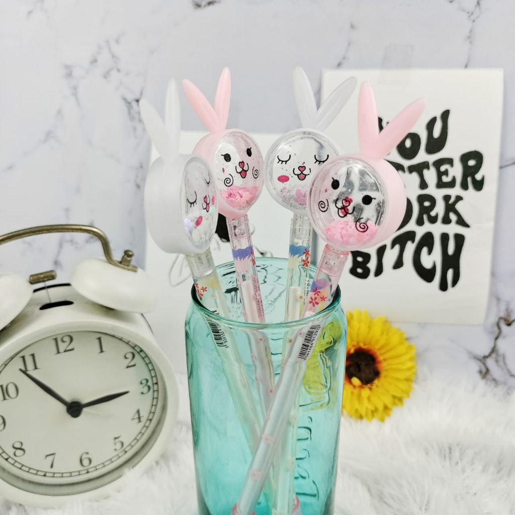 

Pen Gel bentuk Bunny Manik ready 2 Warna tinta gel hitam / Pen Gel Rabbit Manik harga Murah Bolpen Hiasan Gliter Best Quality bisa Grosir dan COD