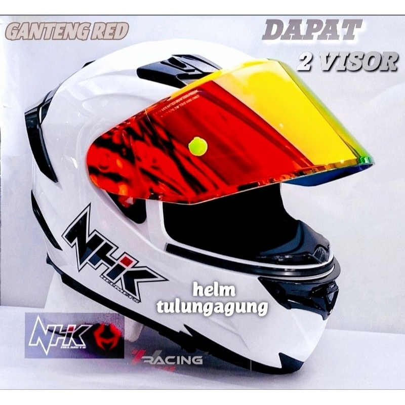 NHK RX9 SOLID WHITE PUTIH PAKET GANTENG TERBARU TERMURAH TERLARIS TERLENGKAP FLAT VISOR IRIDIUM