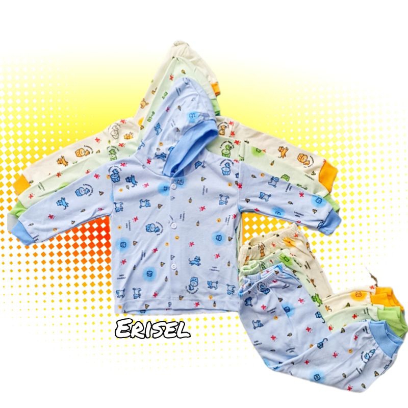 Set Baju Bayi Piyama Cindung Kancing Depan 0-18 Bulan