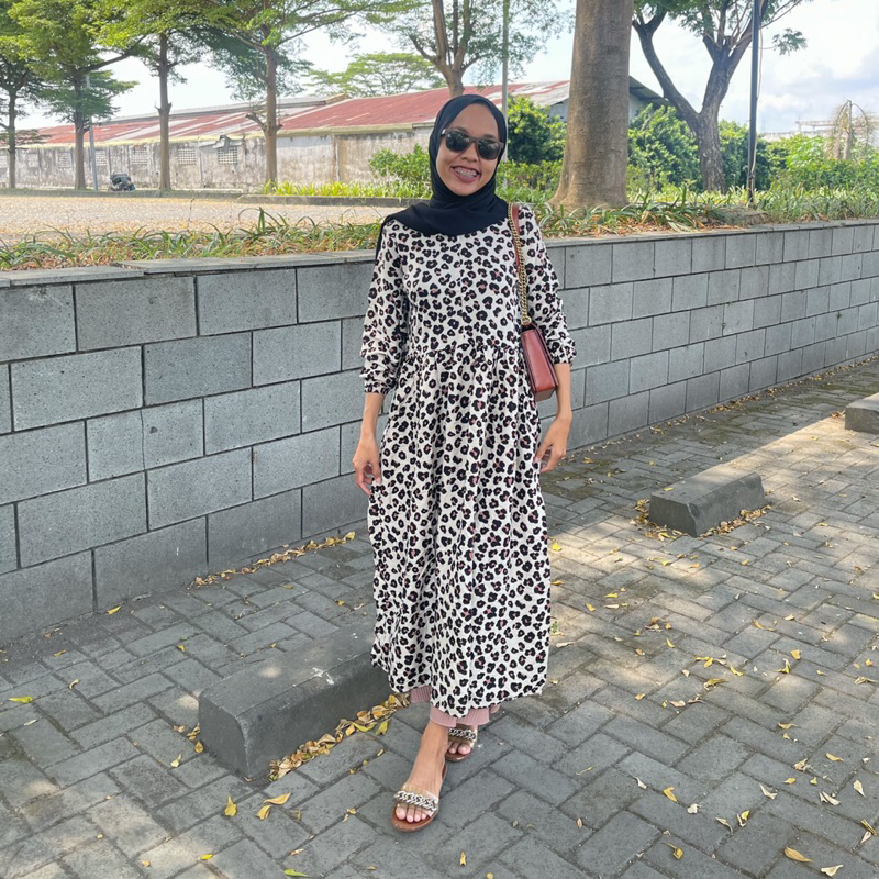 Dress Midi Motif Jumbo Ld 130 Rayon Adem