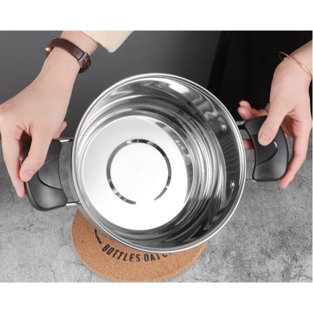 Panci Sup Sop Stainless 20cm 22cm 24cm Soup Pot Panci Kuah Tutup Kaca Panci Sup Soup Pot Stainless Steel Tutup Kaca Murah Gagang Stainless Steel Berkualitas Tebal