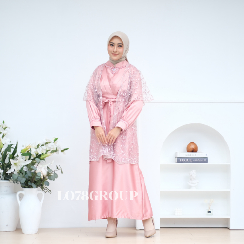 GAMIS RAYYA|VIOLIN SET | TERMURAH GAMIS SILK SET DRESS + OUTER BRUKAT PREMIUM GAMIS KONDANGAN BRUKAT