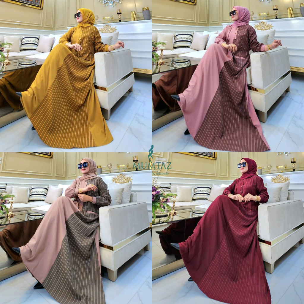 Gamis Aurel by mumtaz melva series syakila premium maulid series salur renda serut pinggang selebgram classical abaya