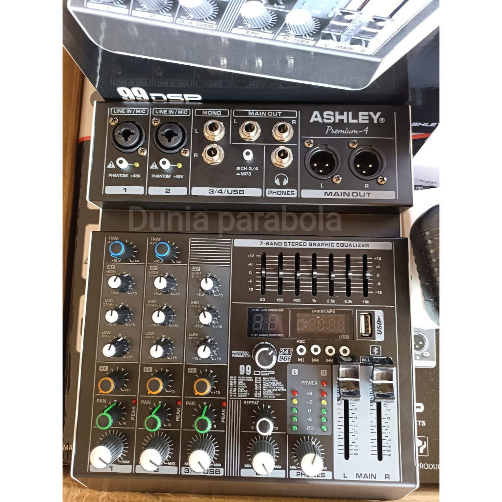 Mixer Ashley Premium 4 - Hardwell Reverb 4 Original 4 Channel Bluetooth - USB With Soundcard