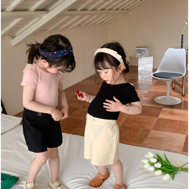babyfit kaos lengan pendek punggung renda baju anak perempuan blus korean style import sc-0607