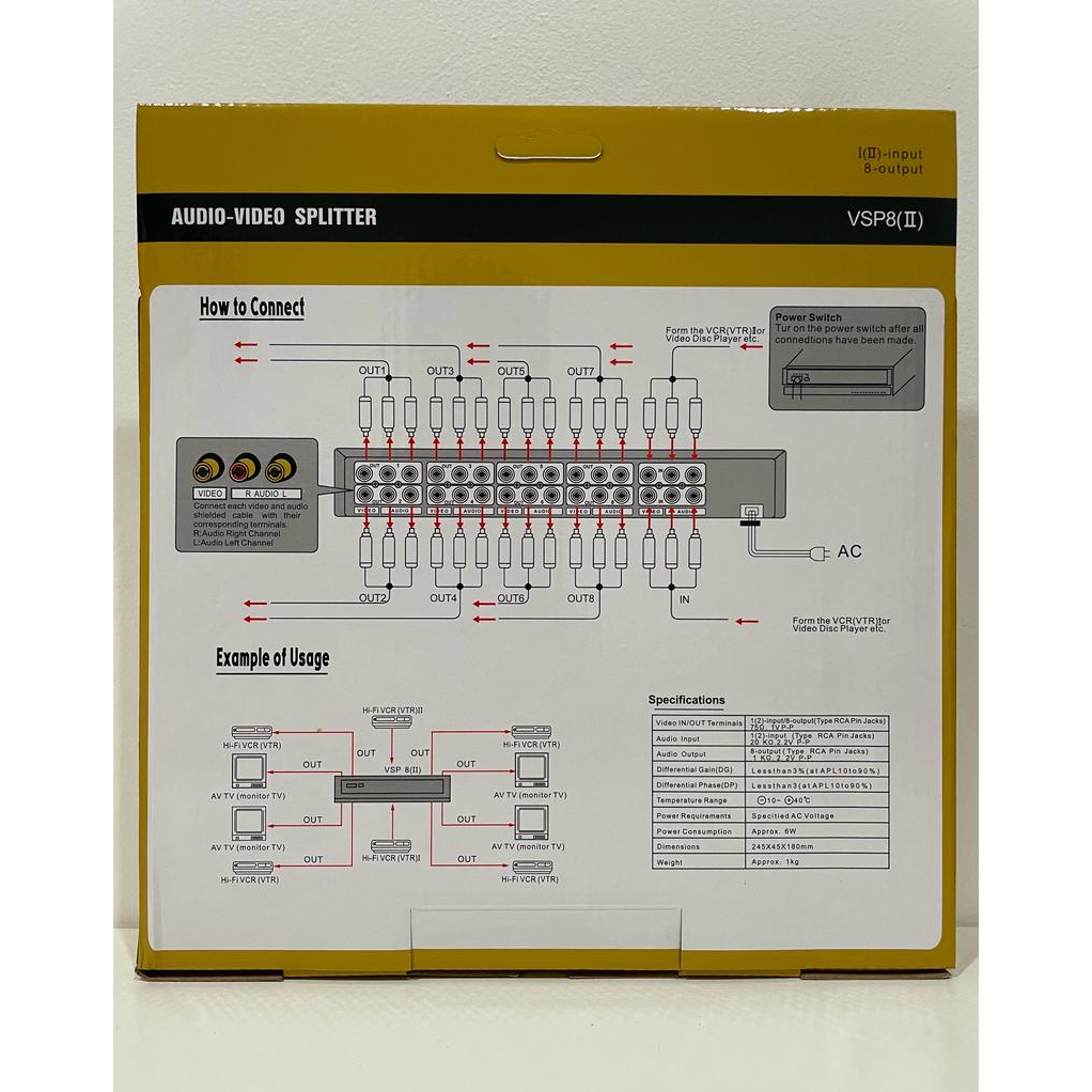 Splitter Distribution AV 108 / Splitter RCA 8 Port Audio Video