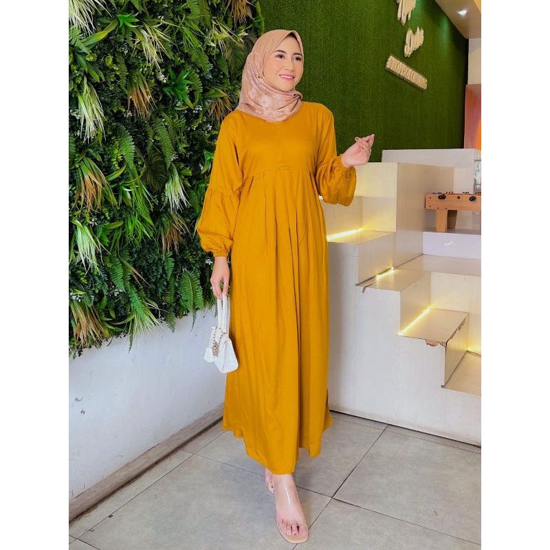 Dress Twill Rempel Polos / Bahan Rayon Twill Uniqlo