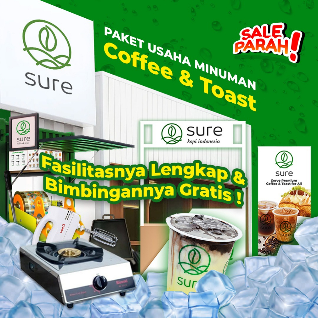 

Sure Coffee and Toast paket usaha murah - usaha kedai kopi kekinian perlengkapan komplit langsung jualan