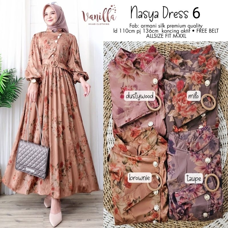 NASYA DRESS SERI 6 GAMIS MAXY AMANI SILK PREMIUM LD 110