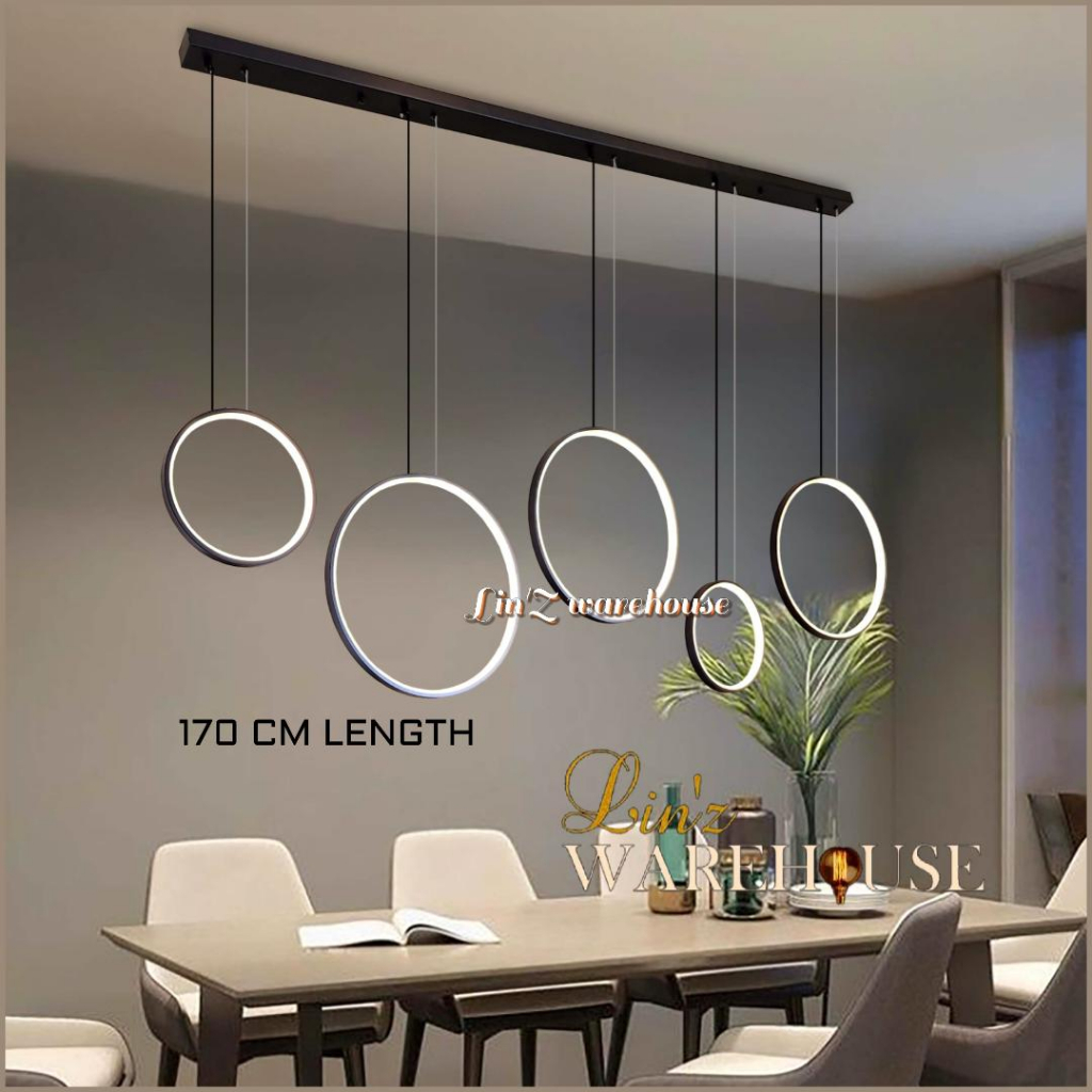 Lampu gantung ISLAND BLACK MINIMALIS LED 5 RING pendant light