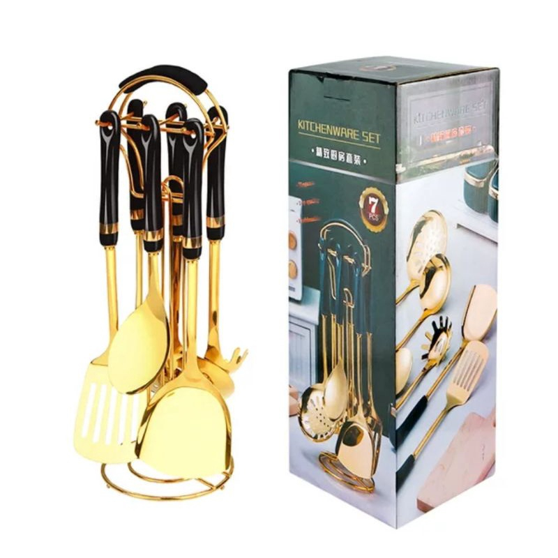 NEXXIO SPATULA MASAK GOLD JADE SET 7 IN 1 / SPATULA GOLD MARBLE / EMAS ELEGANT