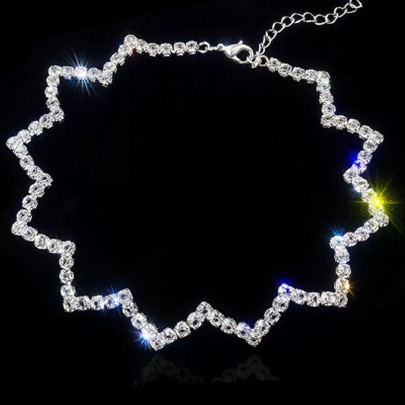 wave choker shiny rhinestone sexy necklace