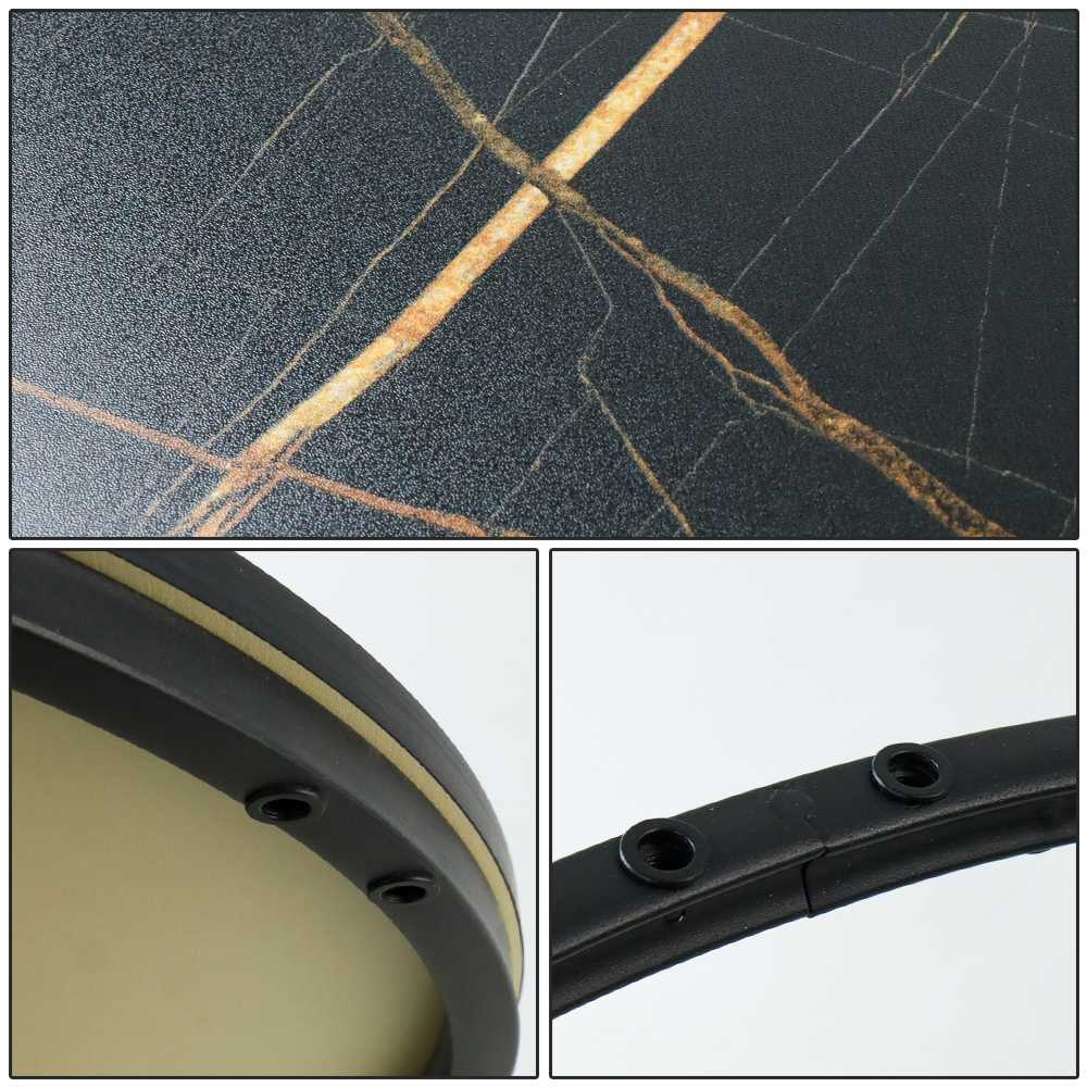 Meja Marmer Bundar Sudut Ruang Tamu Samping Sofa Warna White Gold dan Black