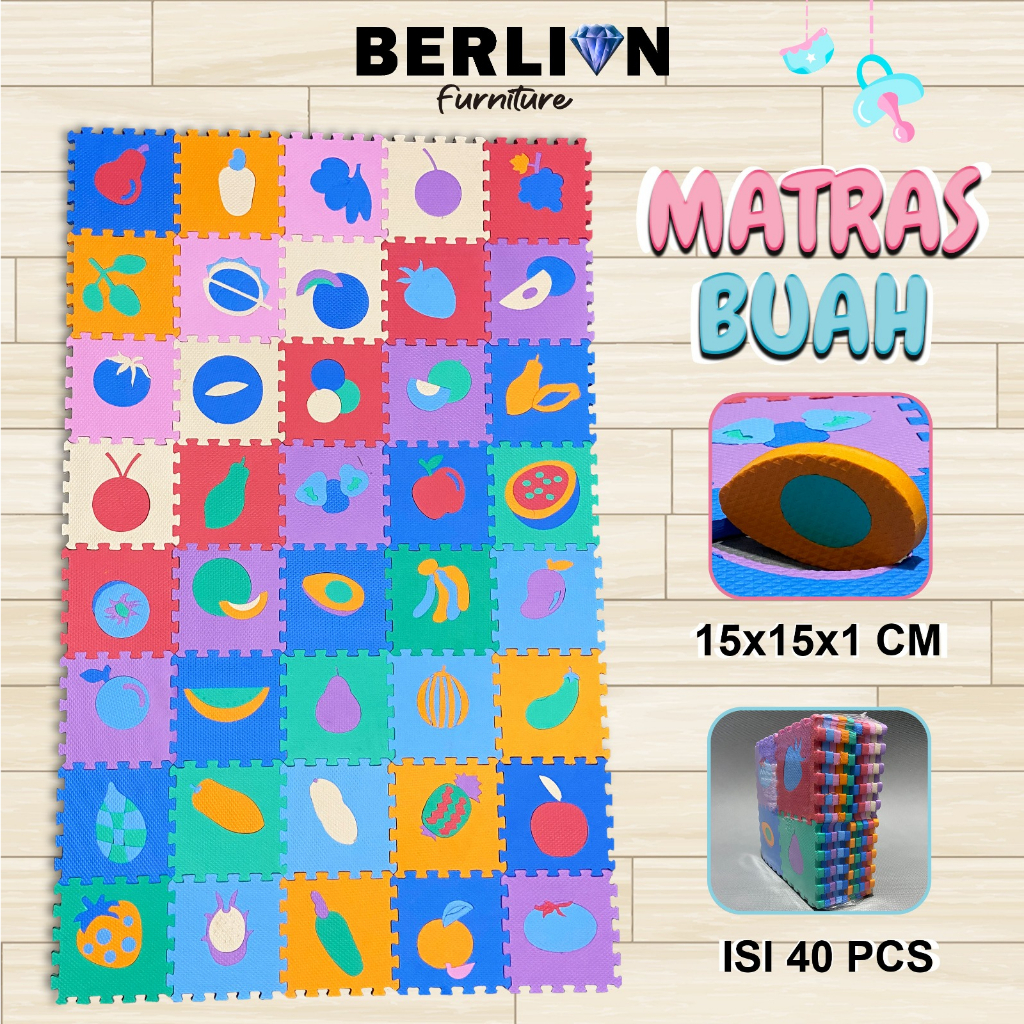 Matras Puzzle Buah Uk 15x15 40 Pcs Tbl 1 Cm Mainan Edukasi/ Tikar