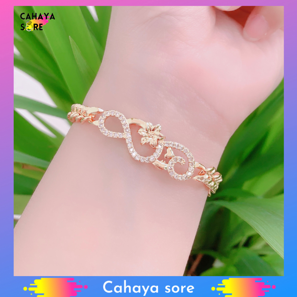 Gelang Xuping Gold Gelang Tangan Dewasa Rantai Permata Meow G23