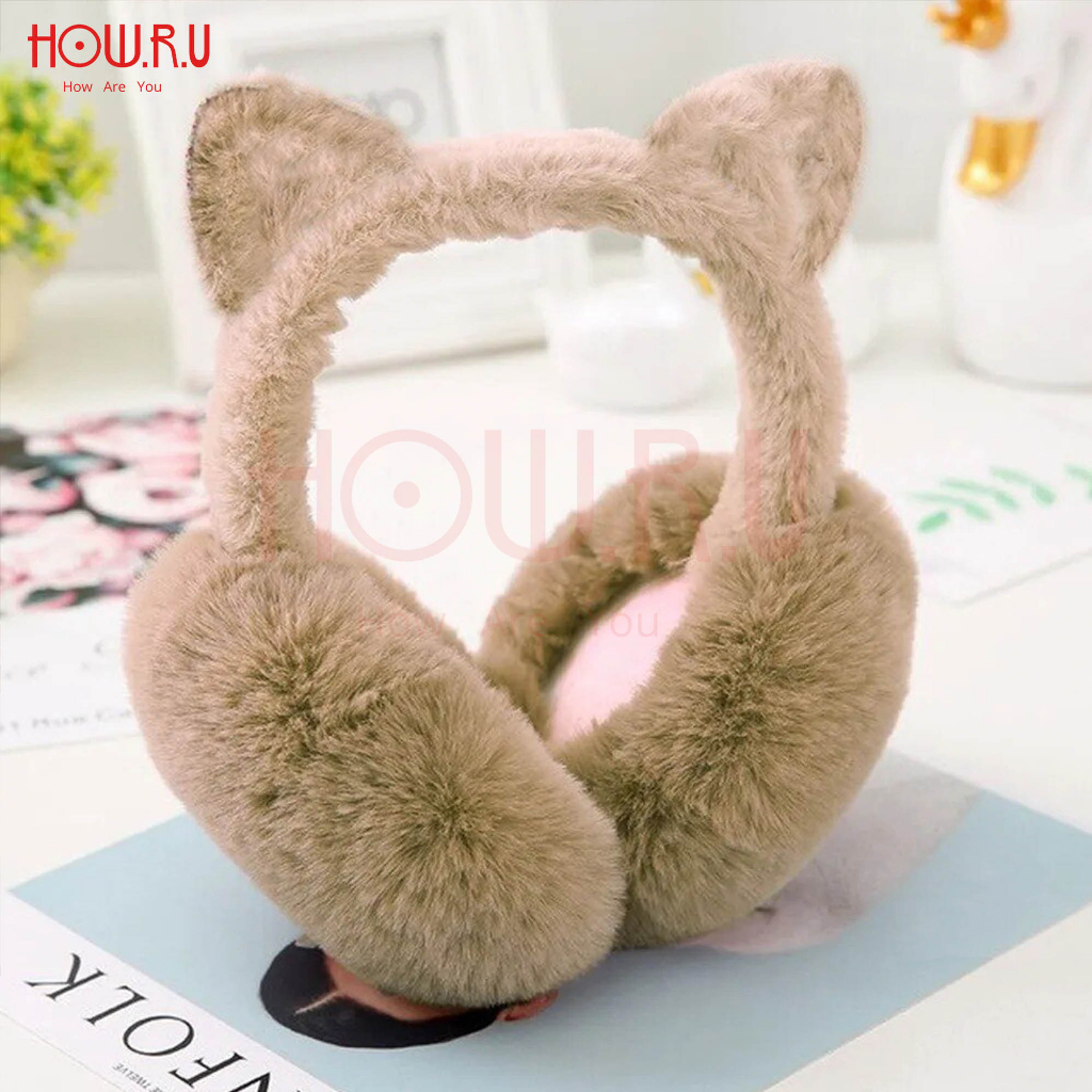 HOW.R.U | Ear Muff Bulu Lucu Model Kuping Kucing untuk Anak dan Dewasa