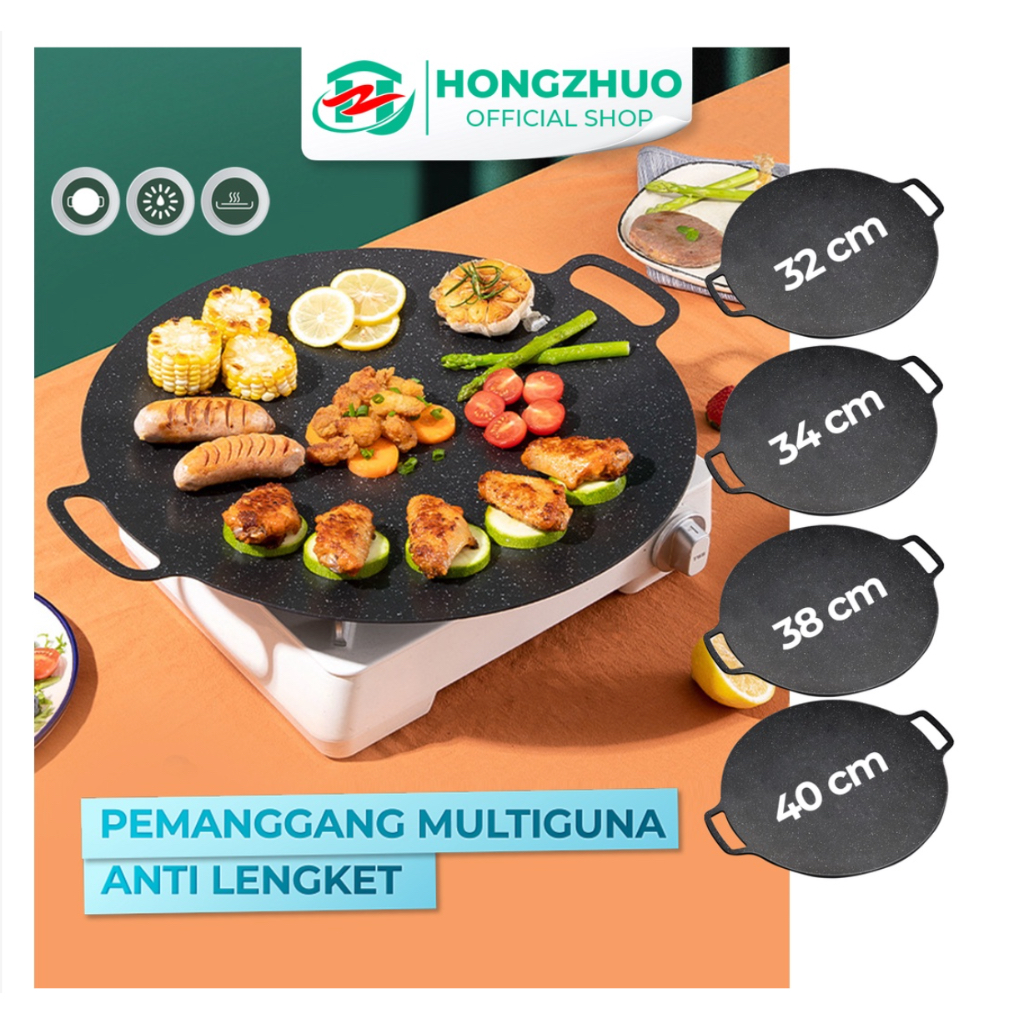 Hongzhuo Alat pemanggang / Tempat pemanggang bulat BBQ Piring pemanggang diameter 32/34/38/40cm