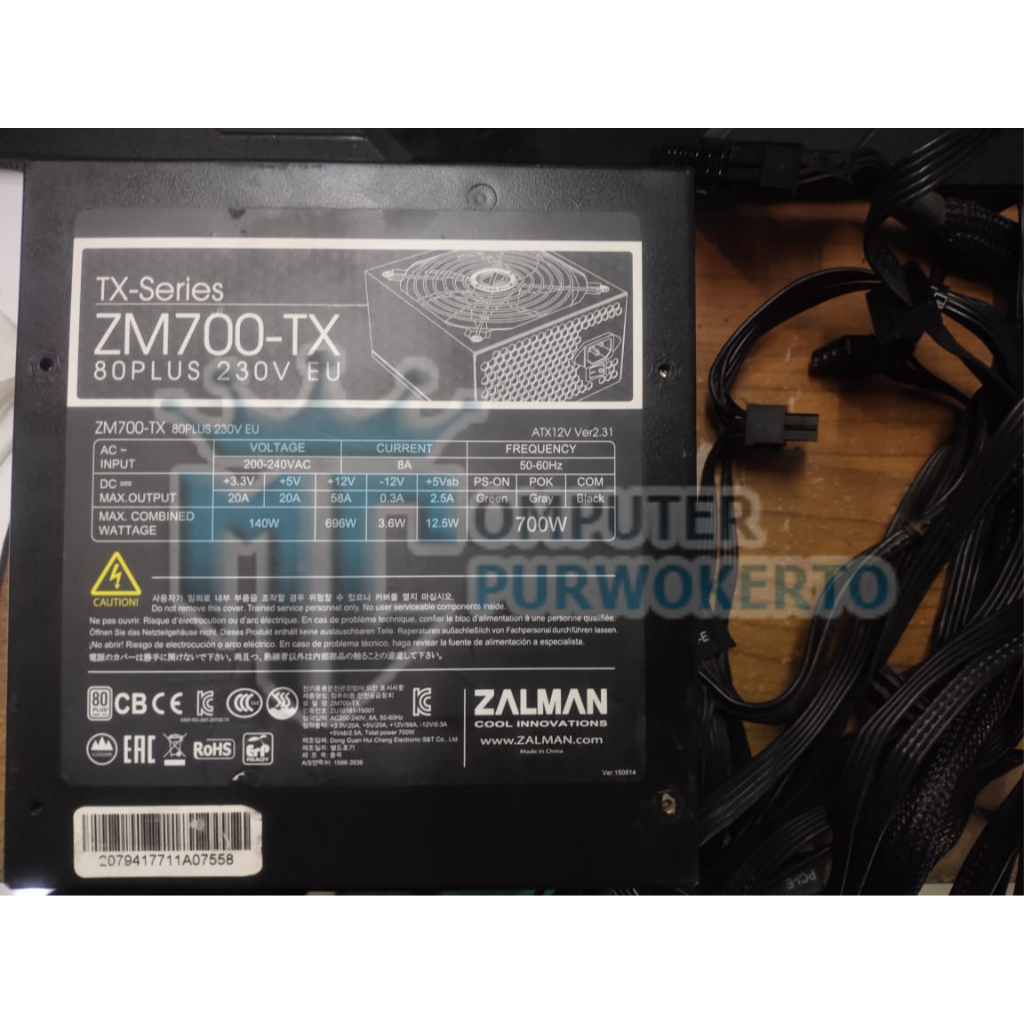 PSU Power Supply Zalman 700 Watt 80plus + VGA RX570 AMD 4GB DDR5