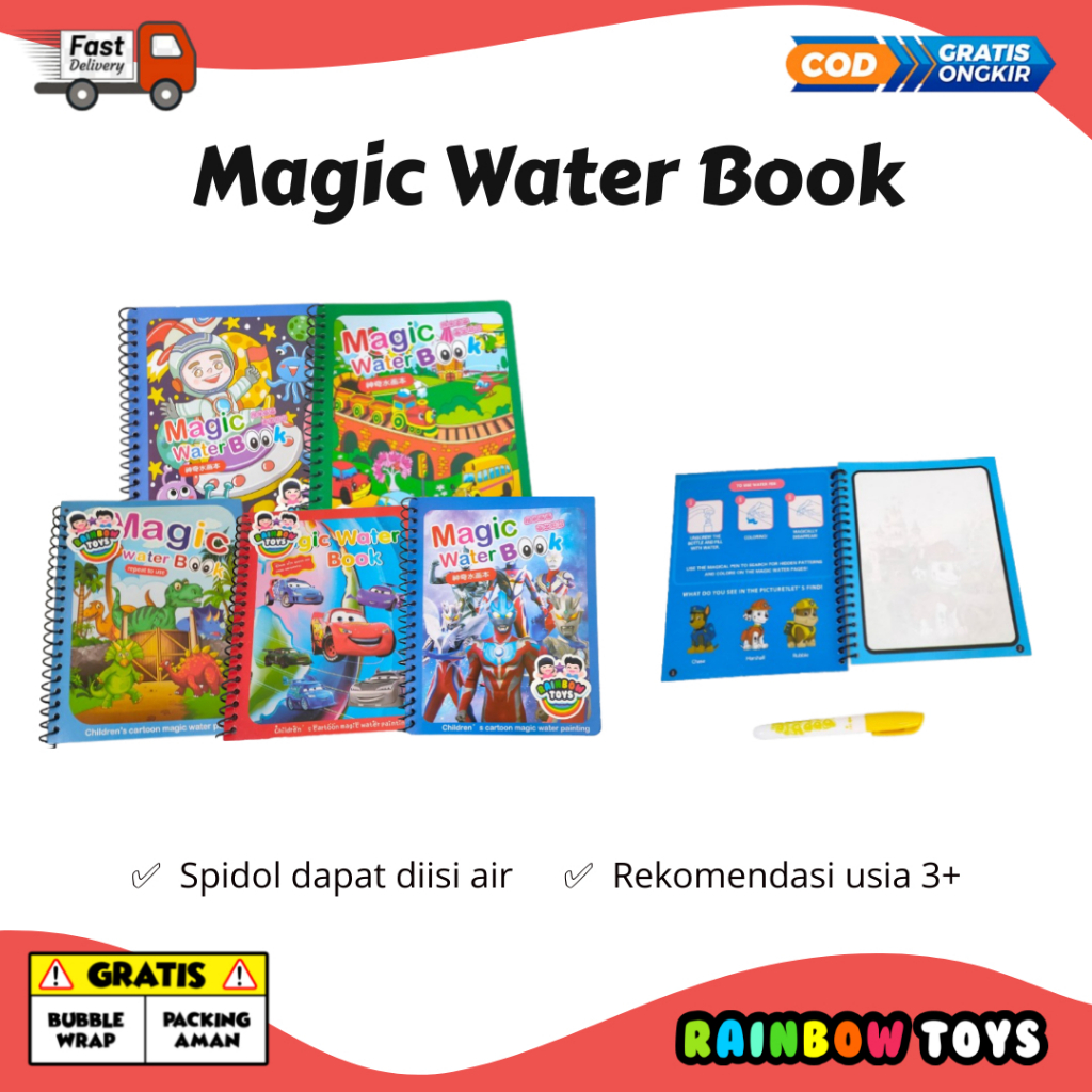 

Buku Mewarnai Gambar Lukis Edukasi Anak Magic Water Coloring Book