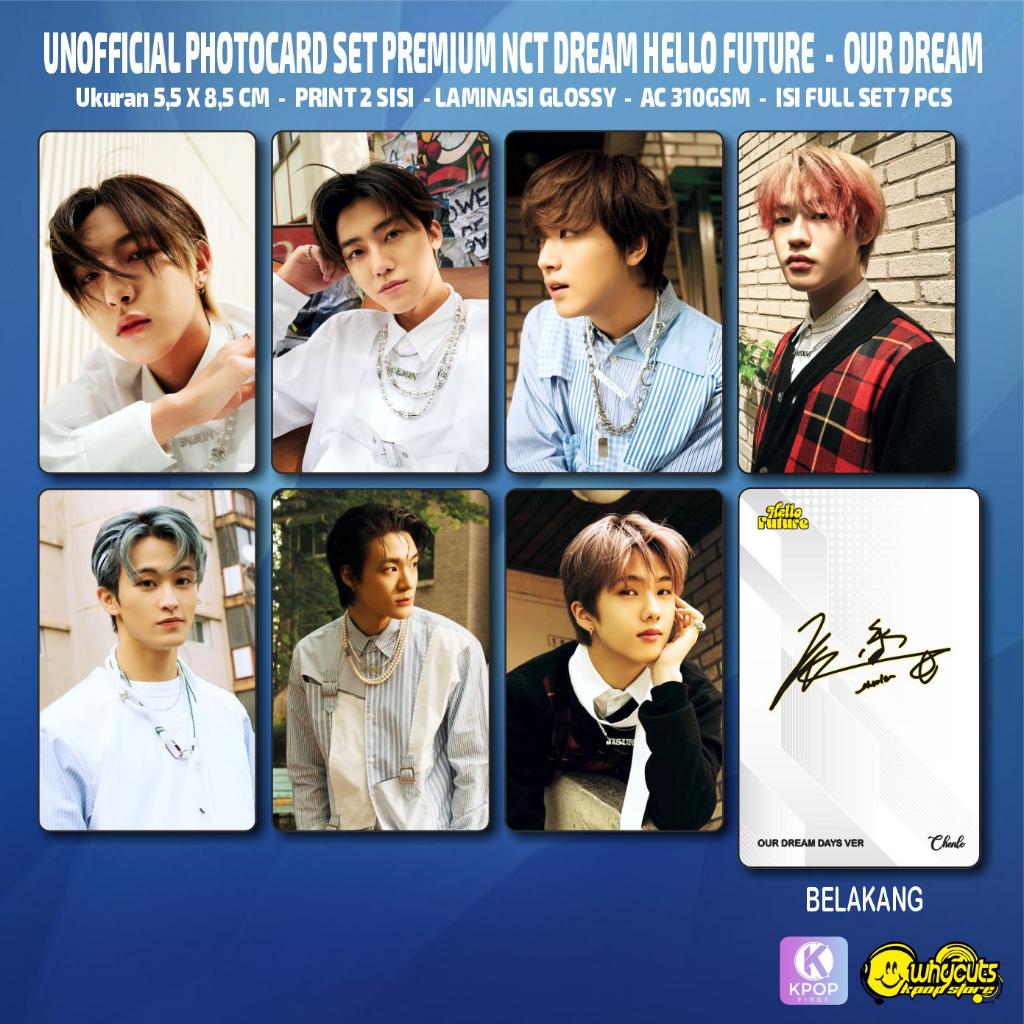 Unofficial Photocard Set NCT DREAM Hello Future / Print 2 sisi / laminasi glossy / anti air / isi 7 pcs