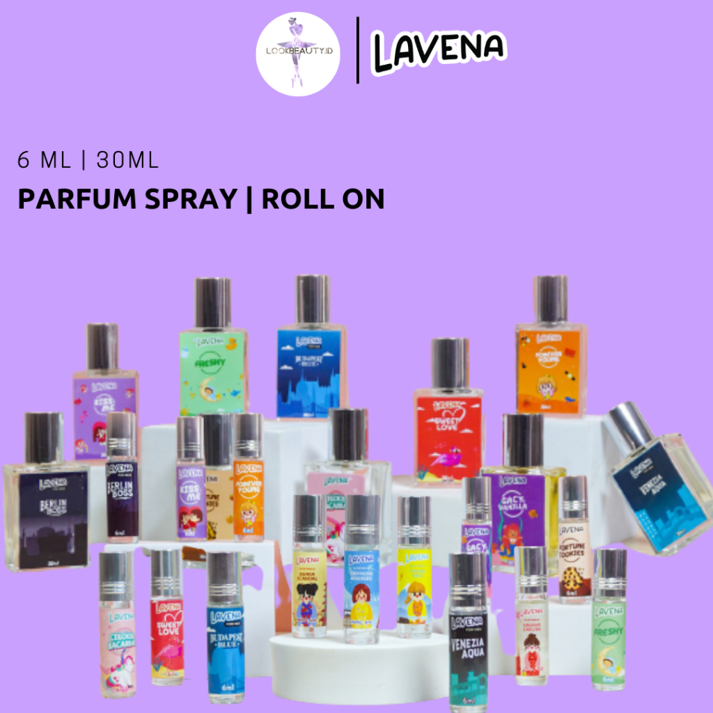 LAVENA EAU DE COLOGNE PARFUM KOTAK 30ML &amp; ROLL ON 6ML | LAVENA FOR MEN PARFUM PRIA &amp; WANITA BULGARI AQUA CEILOKISS BACCART BPOM