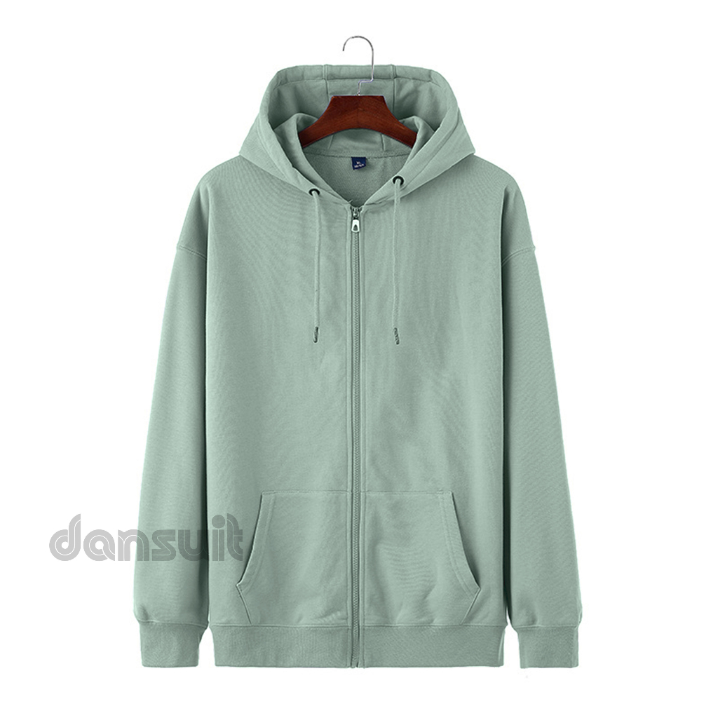 Hoodie Zipper Resleting Polos Pria/Wanita Warna MINT Size M - XXL Bahan Fleece Tebal Premium