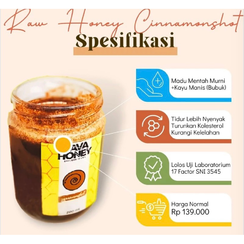

Madu CINNAMONSHOT, Madu Mentah Rasa Aroma Kayu Manis 200ML
