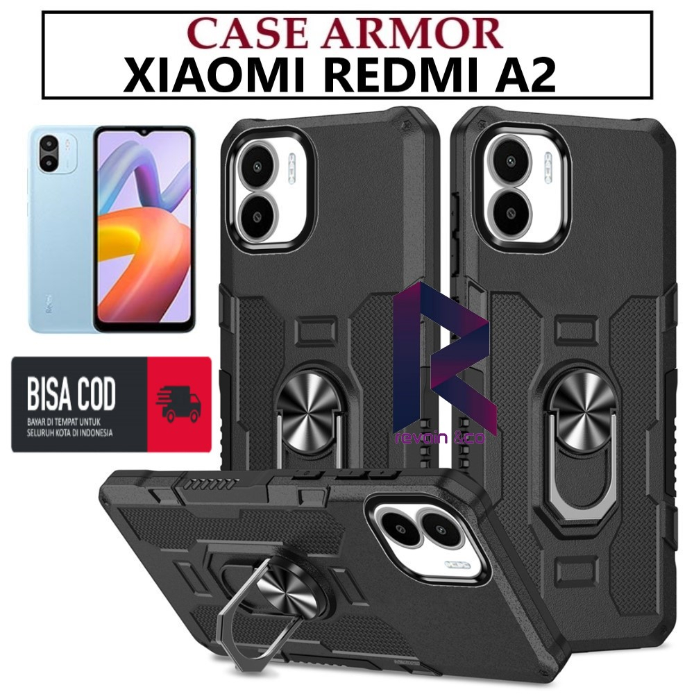 Case Armor XIAOMI REDMI A2 Iring Cincin Magnetic Kesing Hp Protect kamera Premium Hard Case Standing Robot Pelindung Kamera