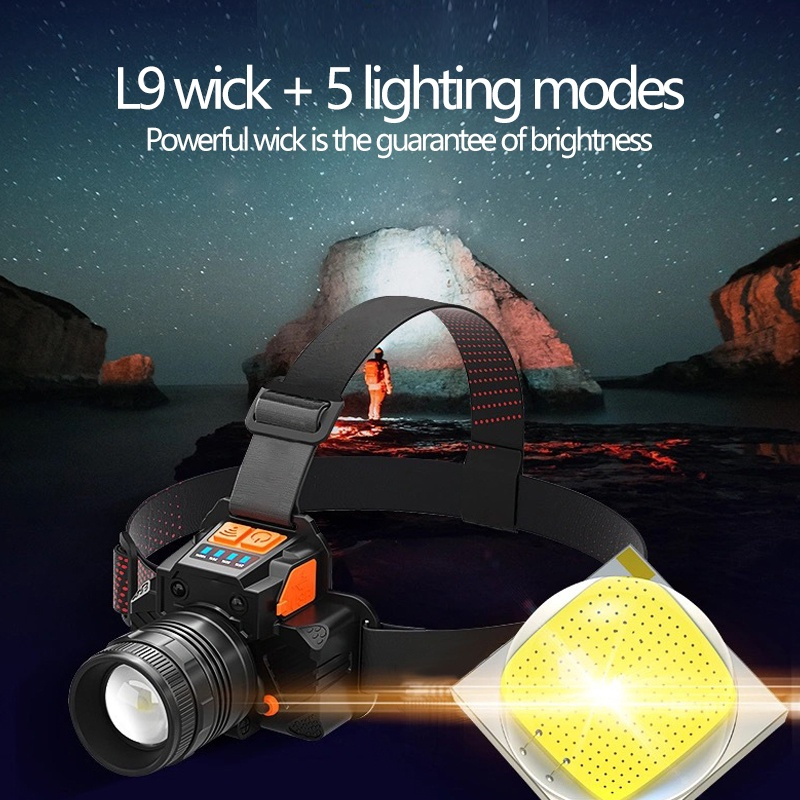 【COD】Senter Kepala Super Terang USB Powerbank/ Lampu Depan Tahan Air LED Glare/ Senter Berkemah LED Glare T8 Zoom Outdoor/ Headlight Headlamp Rechargeable Waterproof/ Lampu Senter Keapala 3 Mode Cas Jarak Jauh Berburu Mancing Cahaya Super Terang K180