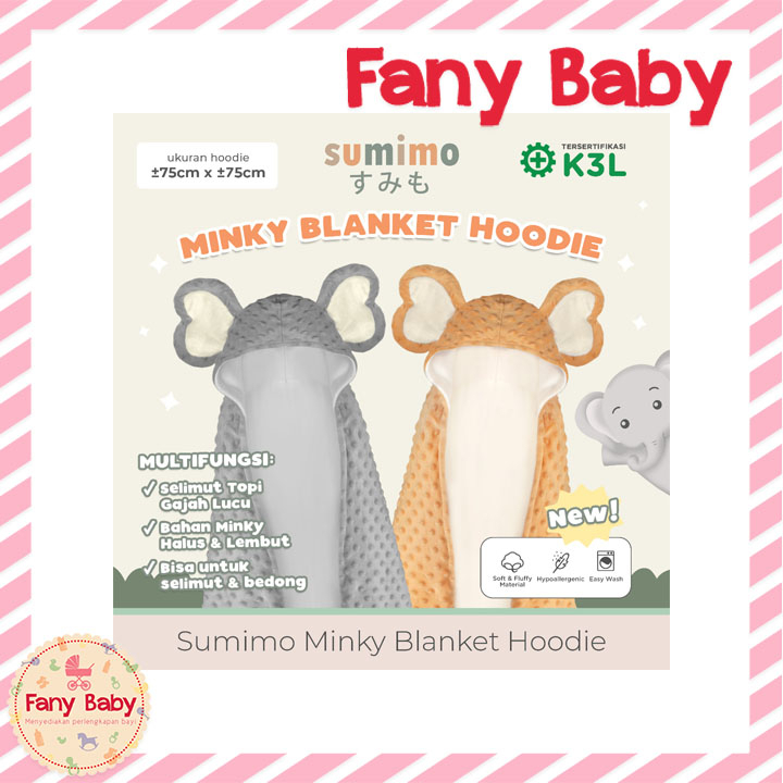 SUMIMO MINKY BLANKET HOODIE ELEPHANT