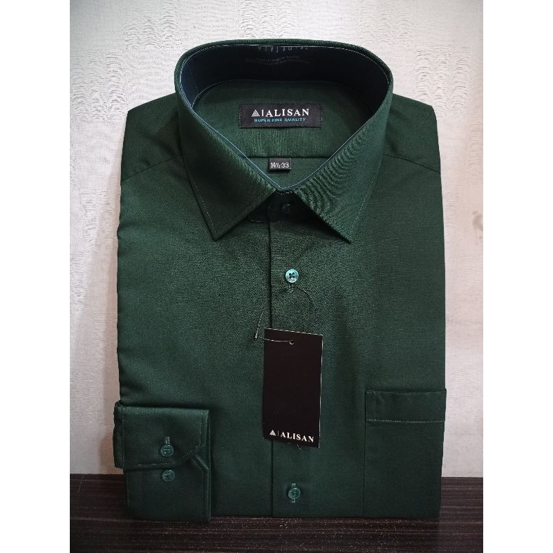 Alisan Polos Hijau Botol 2 Lengan Panjang Reguler