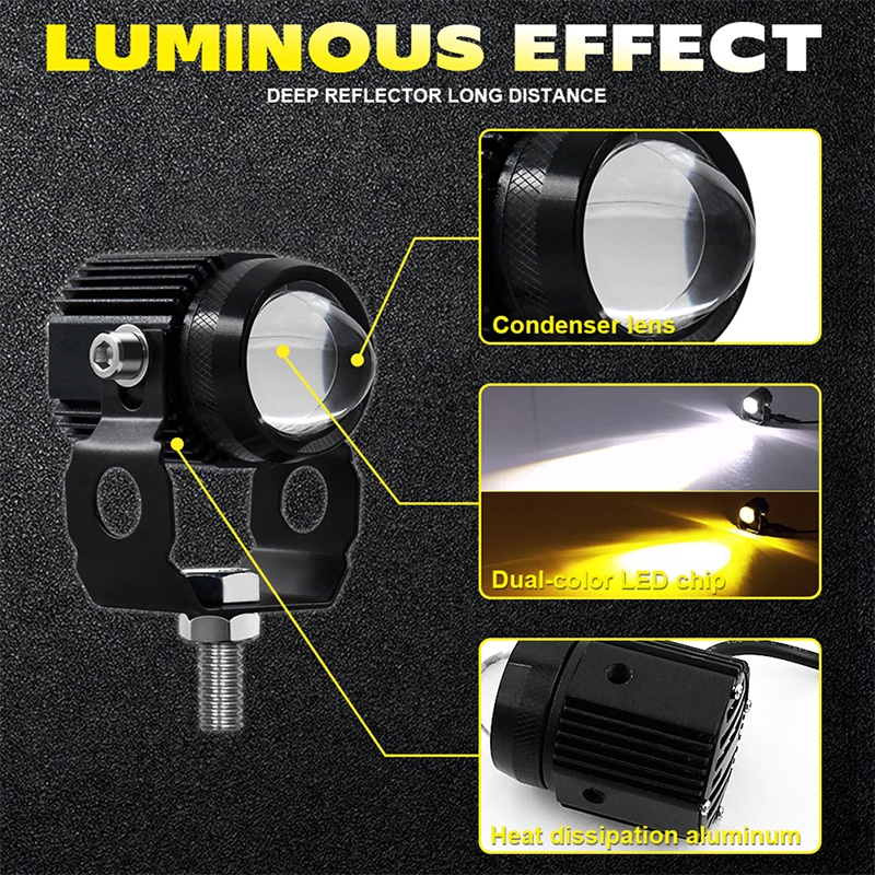 【COD】2PCS Grade A Dijamin TERANG Lampu Tembak Laser LED D2 Mini 2 Warna High Low Putih Kuning Waterproof