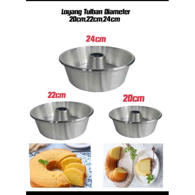 loyang tulban / bolu ukuran 22cm tinggi 9cm