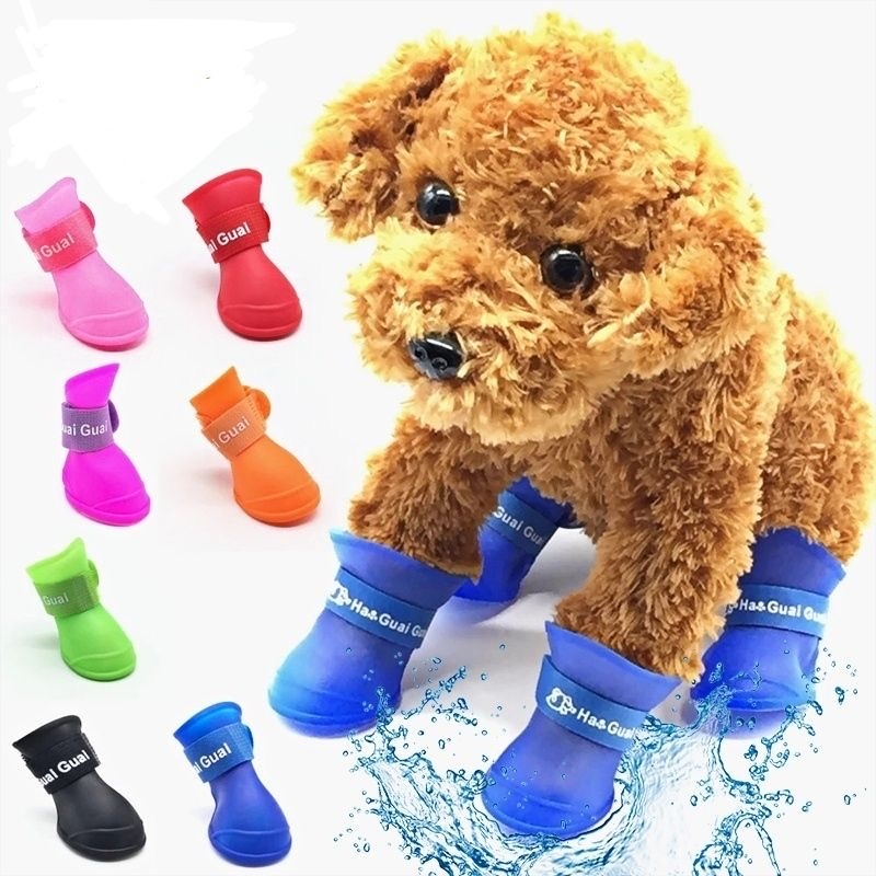 HAGUAI - Sepatu Karet Hewan Anjing Kucing Anti Slip Air Hujan Pet Dog Cat Shoes