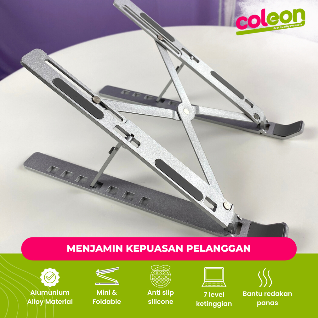 [COD] Dudukan Penyanggah Laptop Stand Portable Holder Lipat Tatakan Ipad Bahan Aluminium Kuat Kokoh Ringan