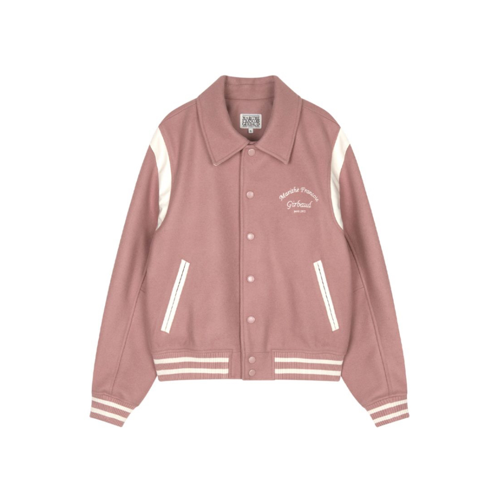 MARITHE FRANCOIS GIRBAUD Chain Logo Varsity Jacket Pink