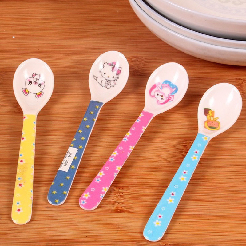 Sendok Mini Karakter /Sendok Makan Kecil /Sendok Bayi /Sendok Lucu Imut /Sendok Makan Anak Melamine 