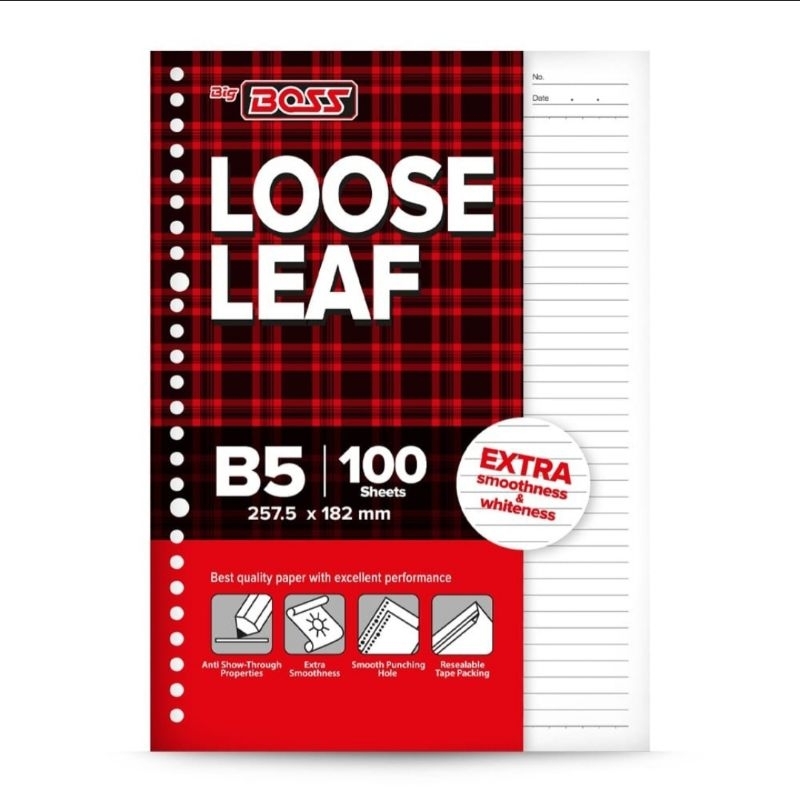 

Bigboss loose leaf B5 bergaris 100 lembar BBO LL 100 B5