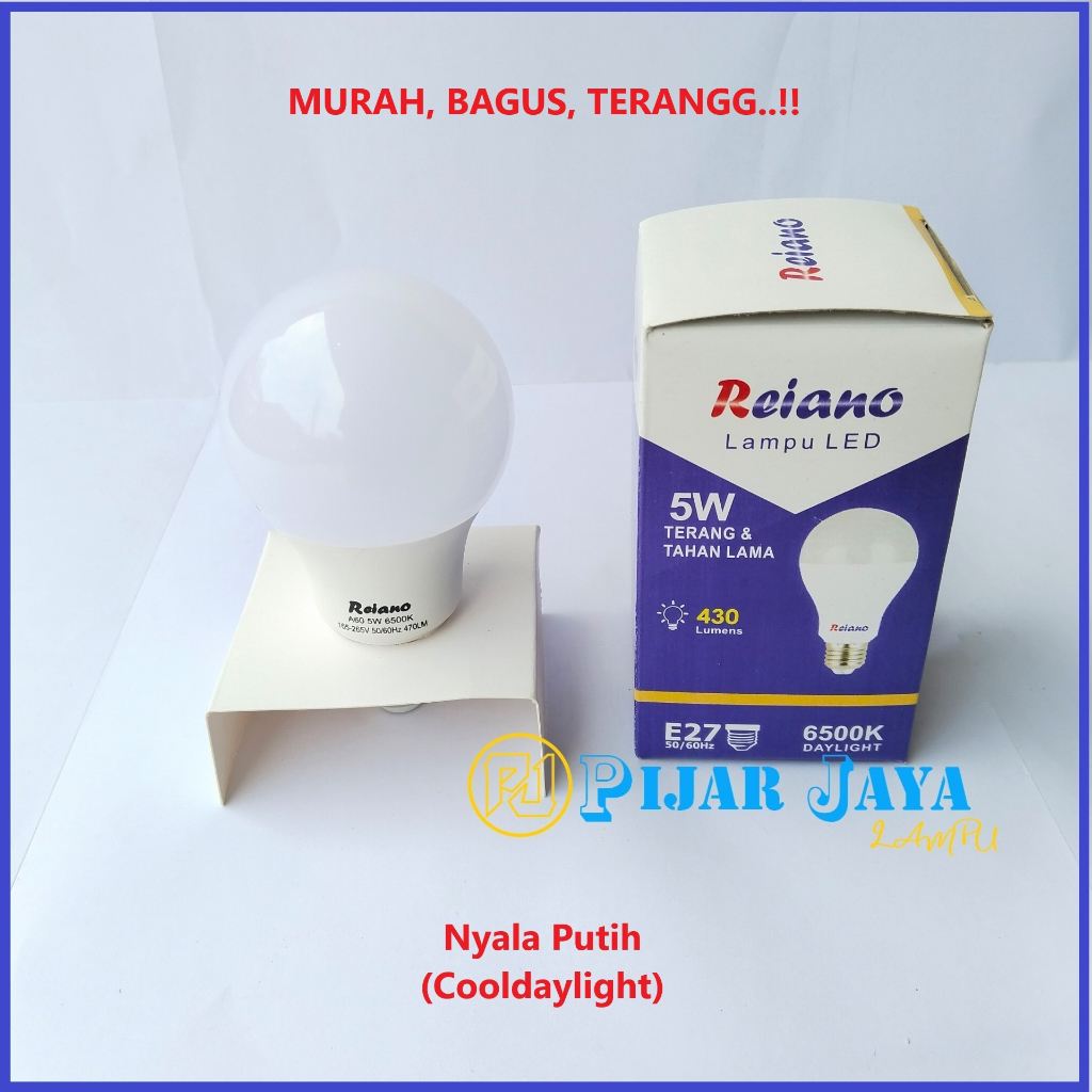 Lampu LED REIANO 5 watt Bohlam LED Rumah 5W Cahaya Putih Terang Murah Bagus