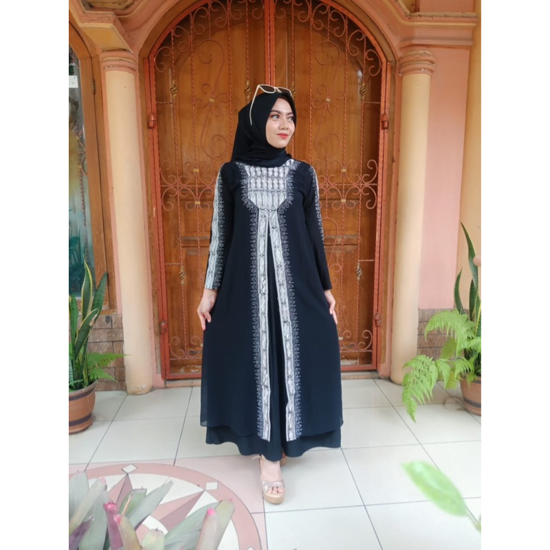 Gamis Abaya Hitam Turkey Bordir | Gamis Arab Sayri Mewah