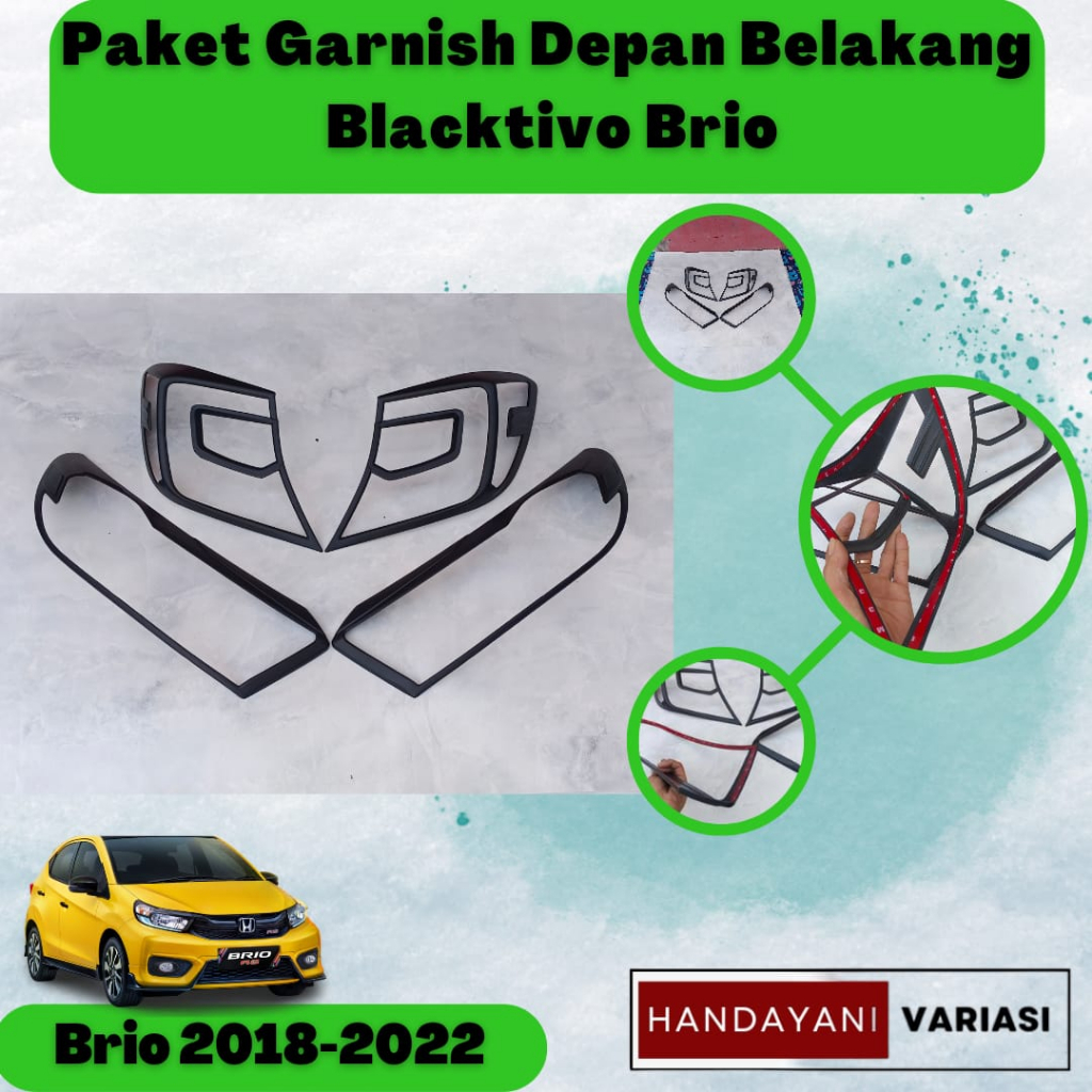 Garnish  Depan Belakang Honda Brio 2018-2022 Hitam Doff