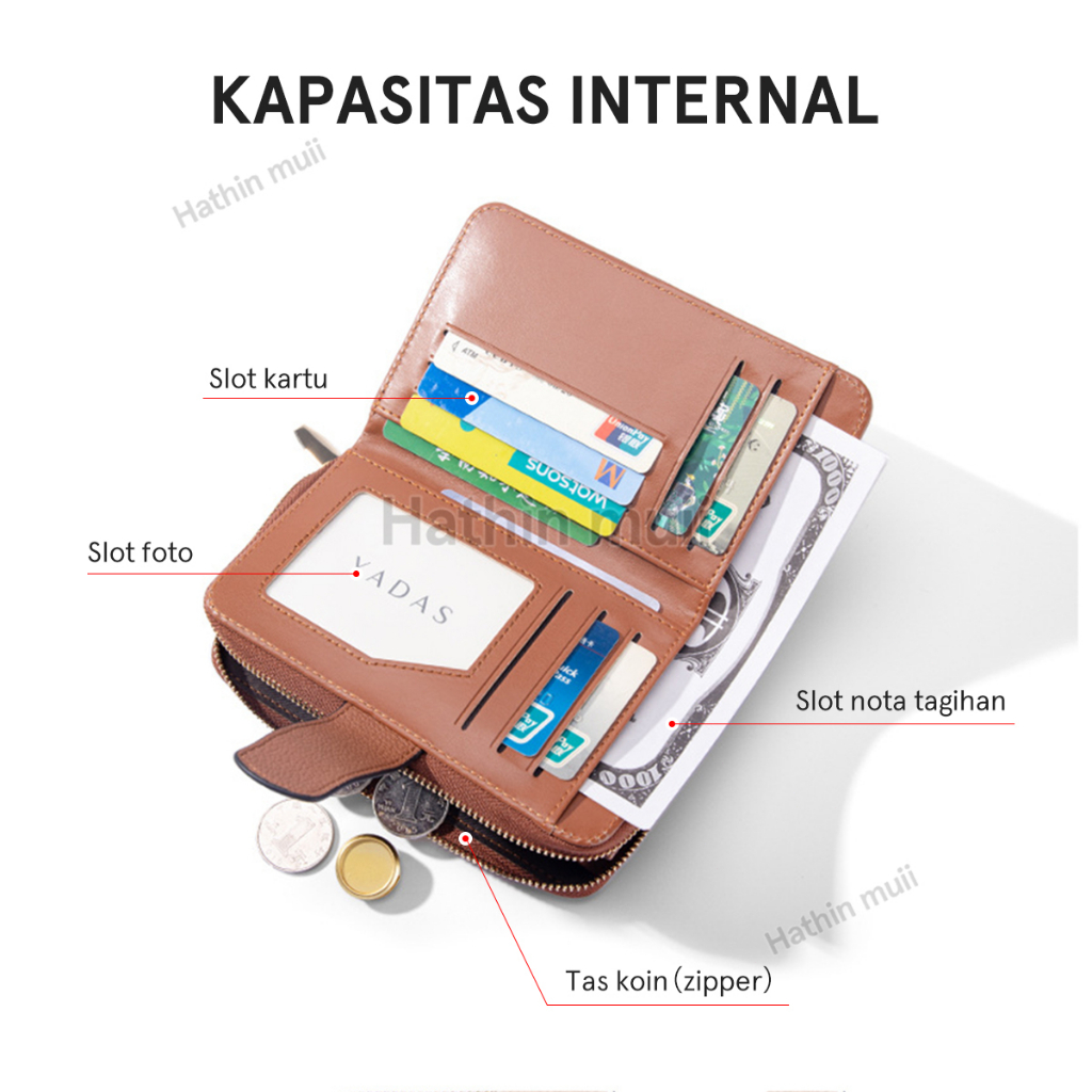 Hathin muii - Dompet panjang impor fashion korea Dompet LipatWanita Lipat Bahan Kulit PU Leather Premium dompet wanitaritsleting