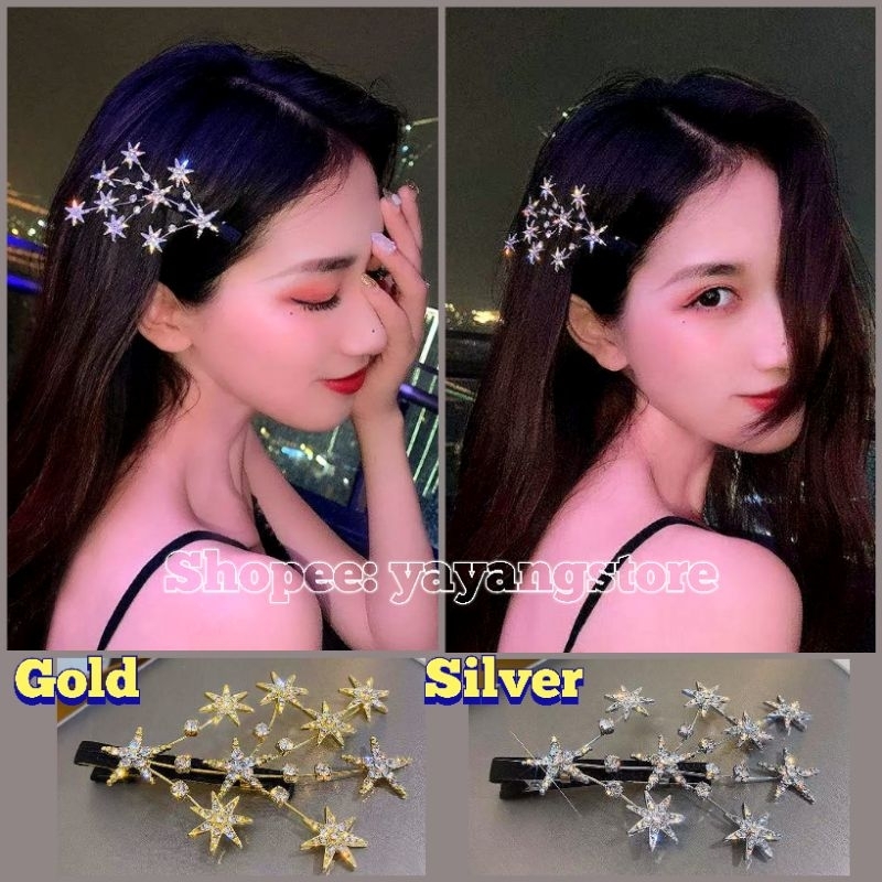 Jepitan / Jepit / klip Pin Rambut / Hair Clip Bintang / Star Wanita / Anak Cewek Cantik Mewah Elegan Cocok Untuk Acara Pesta / Hair Pin Pesta Korea Mewah