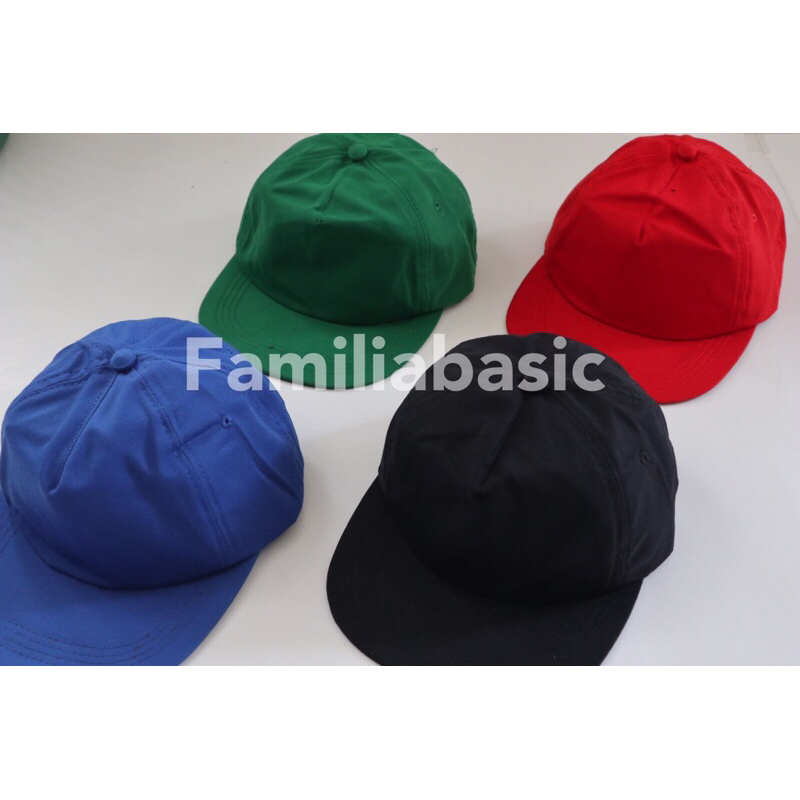 Topi snpaback polos merah/hitam/biru/hijau topi Six panel polos material canvas.snapback basic