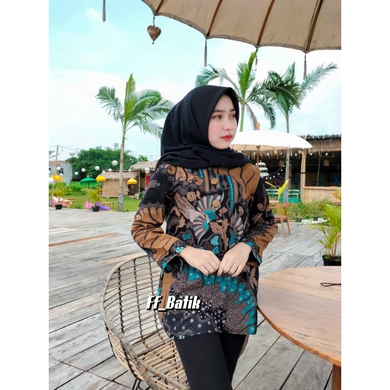 M-L-XL-XXL Batik wanita ASJ SA HRB026 Kenongo Kemeja Tosca Pendek