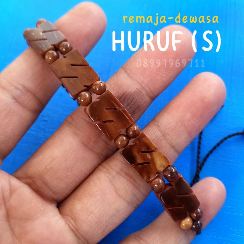 Gelang Kayu kaukah (HURUF S-N) Wanita-Pria koka kokka kaokah kokah