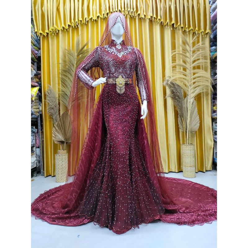 kebaya pengantin span duyung full Payet