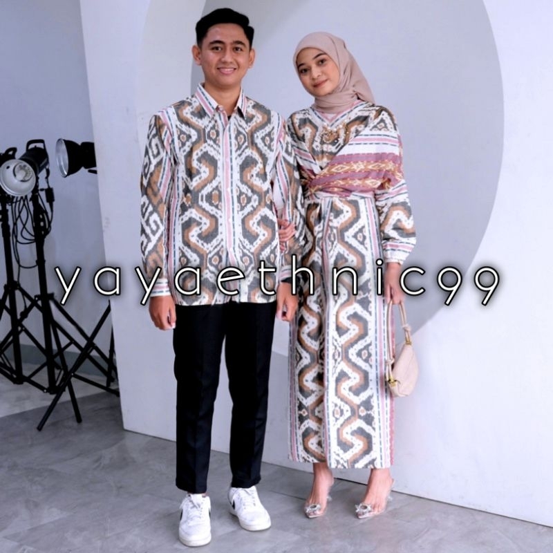 Set couple ethnic tenun, baju tenun troso, kemeja tenun troso, dress tenun, dress wanita, set couple baju prewed